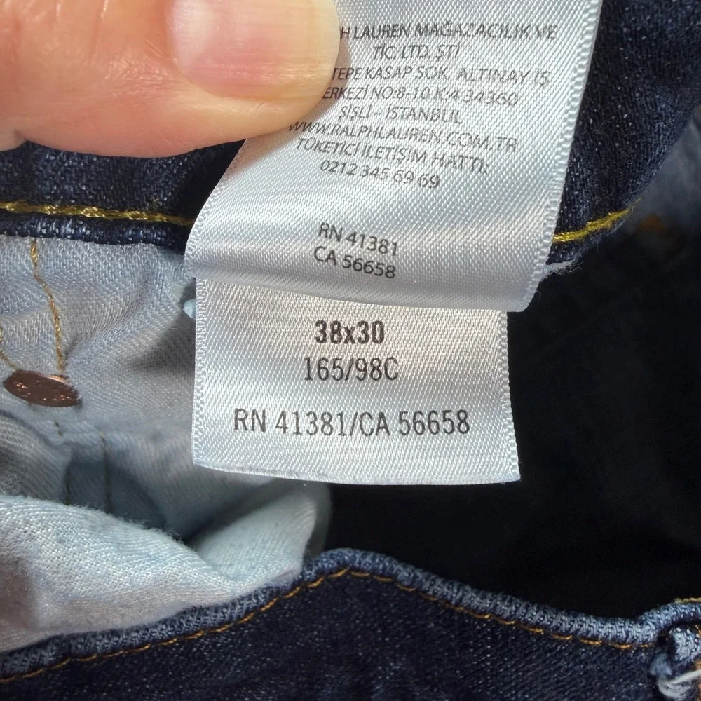 Polo Ralph Lauren Sullivan Slim Jeans Mens 38x30 Blue Dark Wash Straight Leg